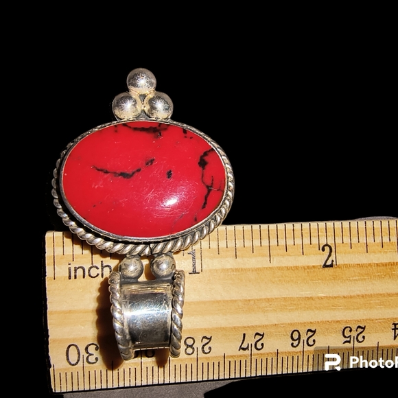 Vintage Mexico ATI  Red Jasper & Sterling Silver  Pendant - Picture 5 of 9